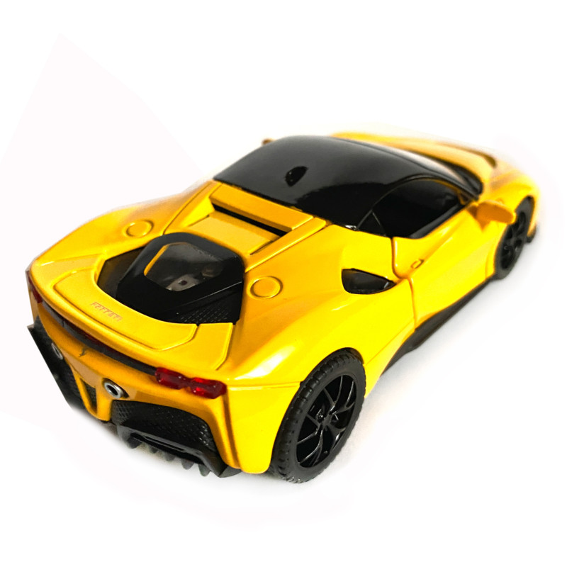 Іграшкова машинка металева Ferrari, Феррарі, жовта, звук, світло, інерція, откр двері, капот, Автоексперт, 1:32,14,5*7*4см (ТК-19002)
