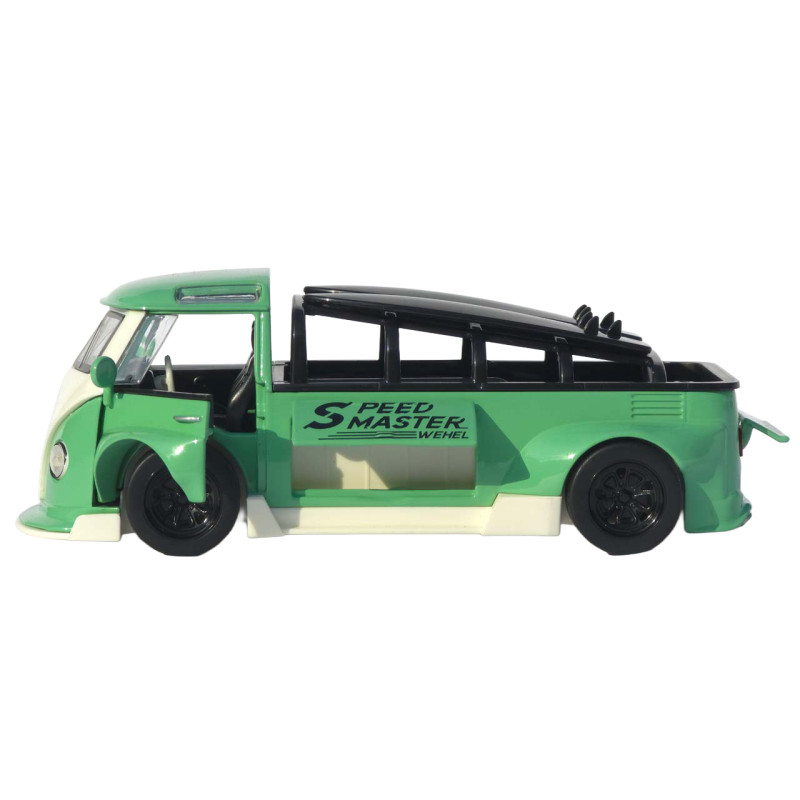 Машинка метал Volkswagen Type 2 (T1) зелена 1:32 світло звук інерція відч двері (TK-19102)