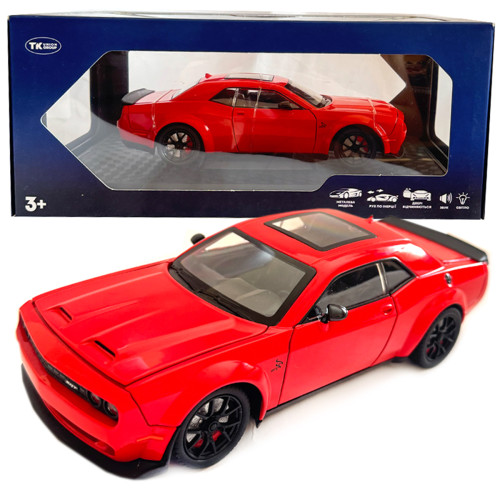Машинка металева Dodge Challenger SRT Додж червона 1:24 звук світло відкр двері баг капот 20*7*5,5см (GT-12099)