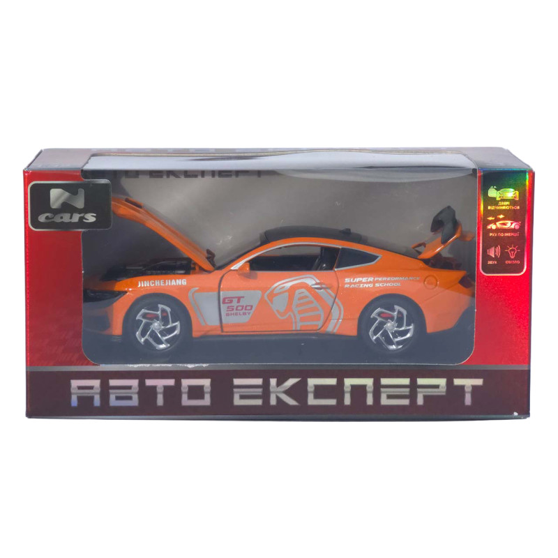Машинка метал Ford Mustang Shelby GT500 АвтоЕксперт помаранчева 1:32 звук світло інерція 15*6*4 см (L-6514-86)
