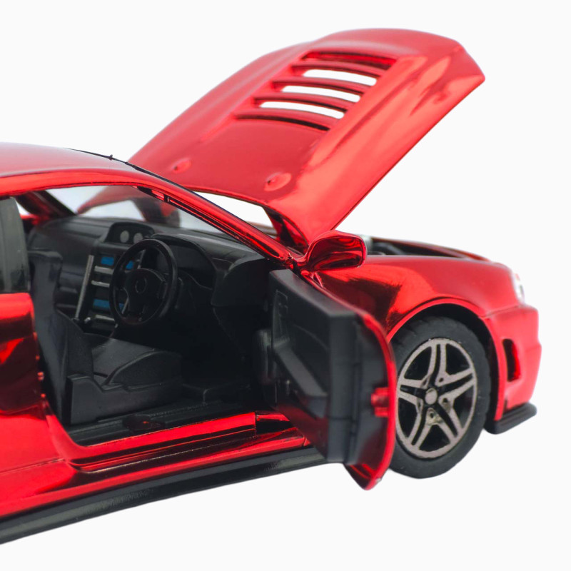 Машинка метал Nissan Skyline GT-R (R34) АвтоЕксперт червона хром 1:32 звук світло інерція (ТК-9360)