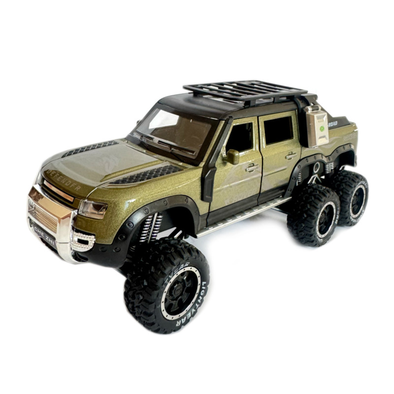 Машинка металева Land Rover Defender pickup SUV Ленд ровер Пікап 1:24 зелений звук світло інерція відкр двері баг капот 22*9,5*10см (GT-12326)