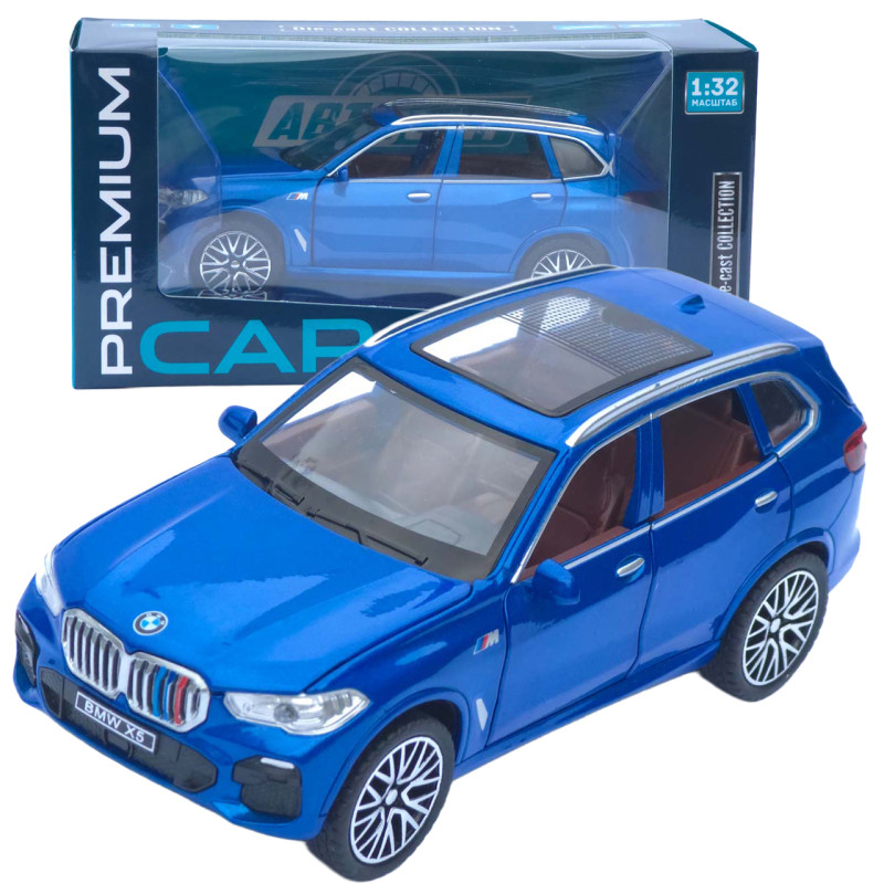 Машинка метал BMW X5 АвтоСвіт синя 1:32 звук світло інерція 16*7,5*6,5 см (AP-1755)
