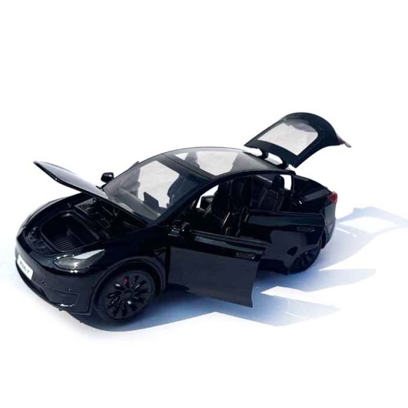 Машинка метал Tesla model Y електрокар чорна Тесла 1:24 відкр двері баг капот звук світло 19*6,5*8,5см (EL 70333)