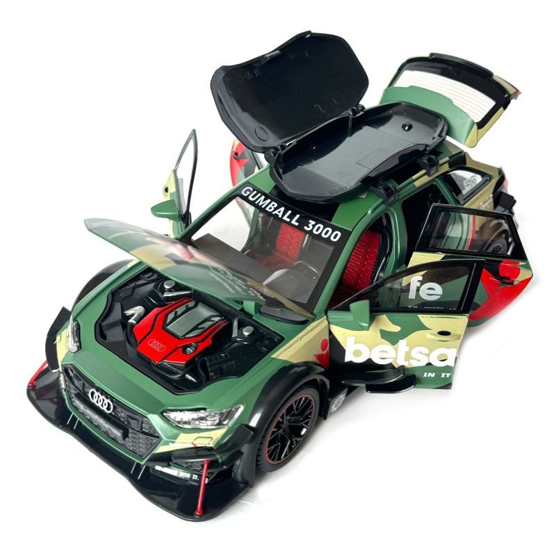Машинка металева Audi RS6 DTM BETSAFE Ауді зелена 1:24 звук світло відкр двері капот багажник Автосвіт 20,5*8,5*7см (AP-2025)