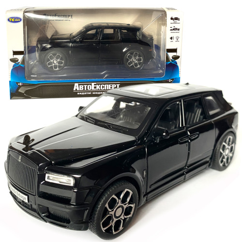 Іграшкова машинка металева Rolls-Royce Ghost BLACK BADGE, ролс ройс, чорний, звук, світло, інерція, откр двері, капот, Автоексперт, 1:32,15*8*5,5см (ТК-11056)