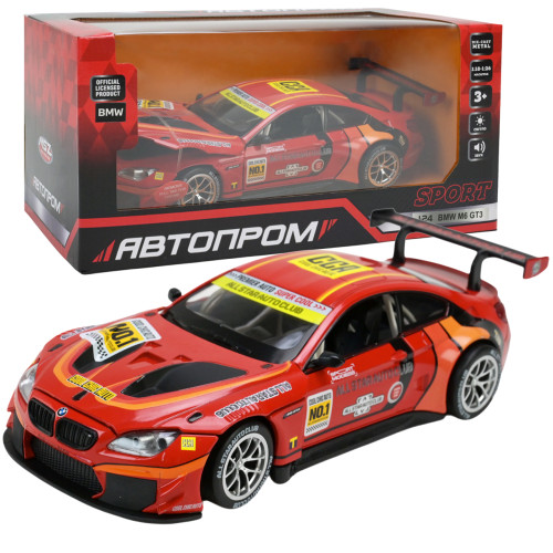Машинка металева BMW M6 GT3 червона 1:24 відкриваються двері капот 21*9*5 см (68278A)