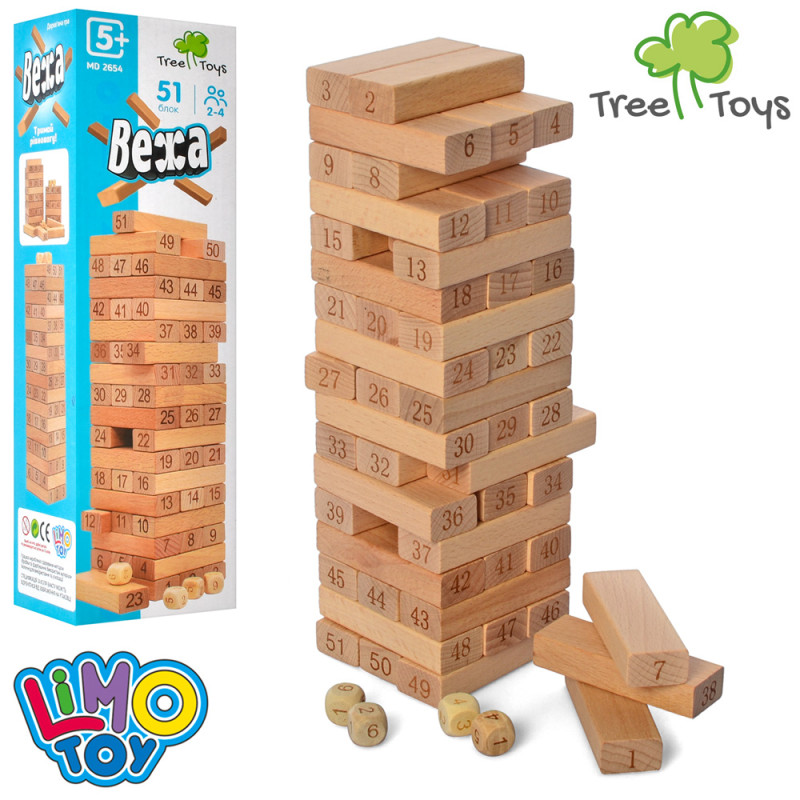 Настільна гра башта Вежа (Vega) за номерами. Версія гри Дженга (Jenga) MD2654