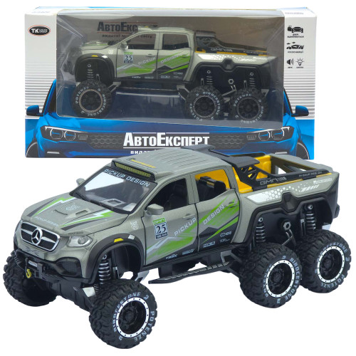 Машинка метал Mercedes-Benz X-Class 6x6 АвтоЕксперт срібляста 1:32 звук світло 20,5*10*8,5 см (ТК-9172)
