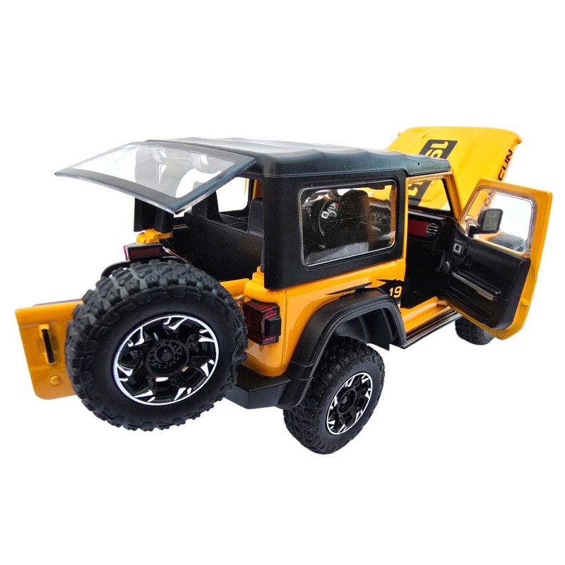Машинка метал Jeep Wrangler Rubicon джип вранглер жовтий 1:24 світло звук 21,5*8*9см (GT - 94911)