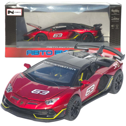 Машинка метал Lamborghini Aventador SVJ АвтоЕксперт червона 1:32 звук світло 15,5*7*3,8 см (LF-66519)