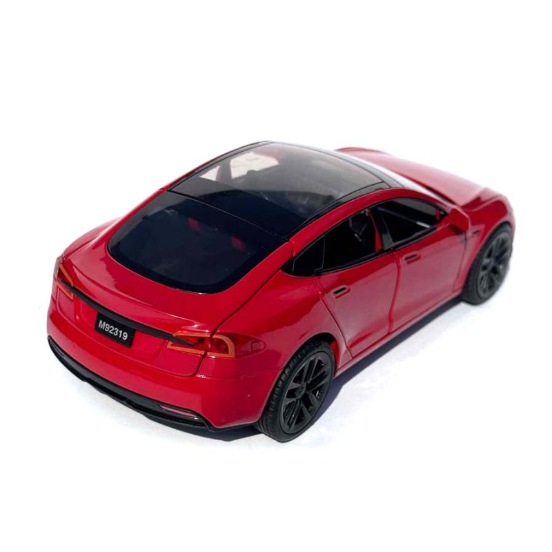 Машинка метал Tesla model S червона Тесла 1:24 відкр двері баг капот звук світло 17,5*7,5*5,5см (EL 64077)