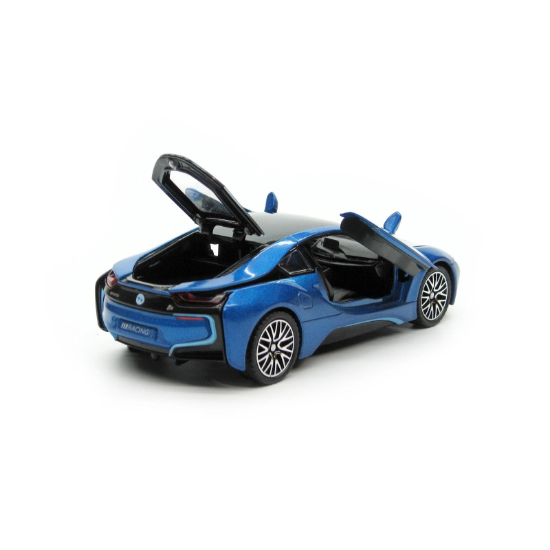Іграшкова машинка металева BMW i8 купе, БМВ, синя, звук, світло, інерція, откр двері, багажник, капот, Автоексперт, 1:32, 16,5*6,5*4,0 см (11787)