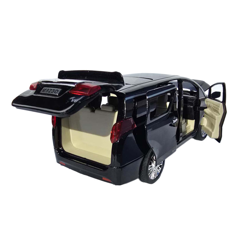 Машинка металева Toyota Alphard чорна 1:24 звук світло інерція відкр двері баг капот 19*7,5*7,5 см (RS-11632)