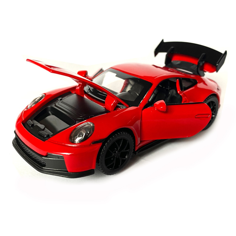Іграшкова машинка металева Porsche 911 GT3, порше, червоний, звук, світло, інерція, откр двері, капот, Автоексперт, 1:32,15*7*4,5см (ТК-17610)