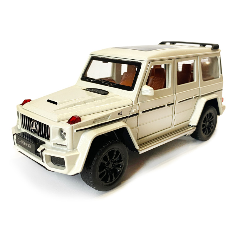 Машинка дитяча металева Mercedes–AMG G 63, мерседес, білий, Автоексперт, 1:32, звук, світло, інерція, відкриваються двері багажник капот, 16,5*7*6см. (GT-05879)