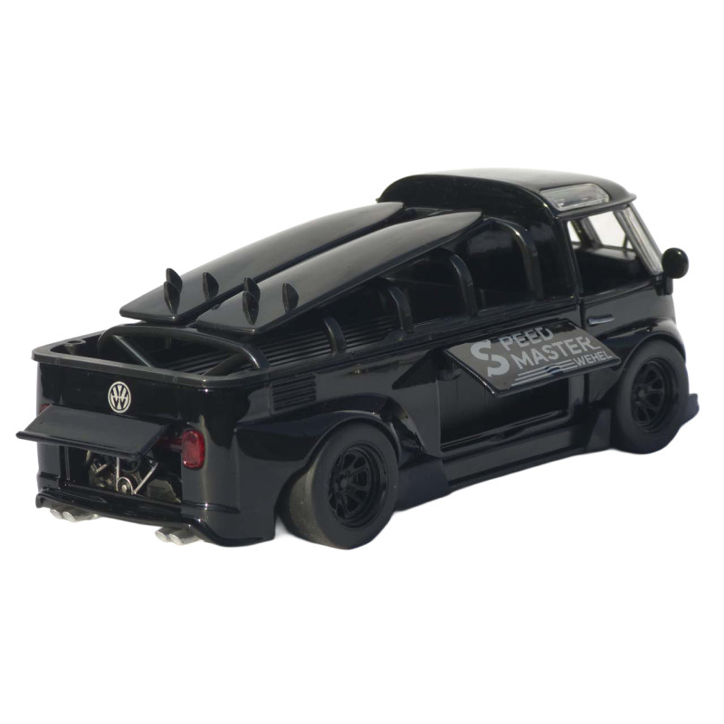 Машинка метал Volkswagen Type 2 (T1) чорна 1:32 світло звук інерція відч двері 2 дошки (TK-19102)