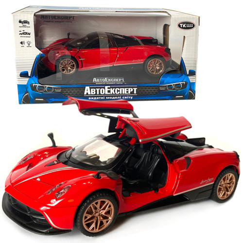 Машинка металева іграшкова Pagani huayra, Авто Експерт, червона, світло, звук, інерція, відкр. двері, 16*4*7см. (67008)