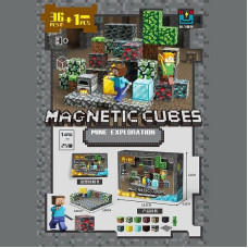 Магнитный конструктор Майнкрафт Minecraft Исследование шахты 37 элементов 2 фигурки ребро кубика 2 см (4106)