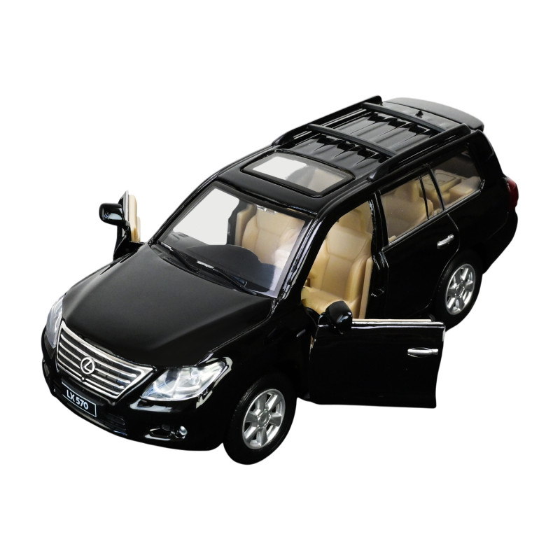 Машинка метал Lexus LX570 Автопром чорна 1:32 світло звук відкр двері багажник (68301)