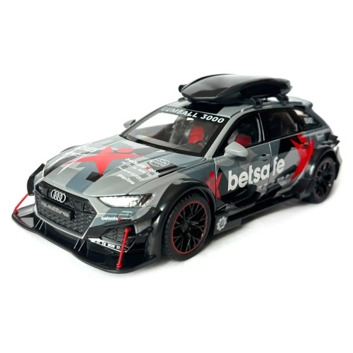Машинка металева Audi RS6 DTM BETSAFE Ауді Авто Експерт сіра 1:24 звук світло  20,5*8,5*7см (1042-10)