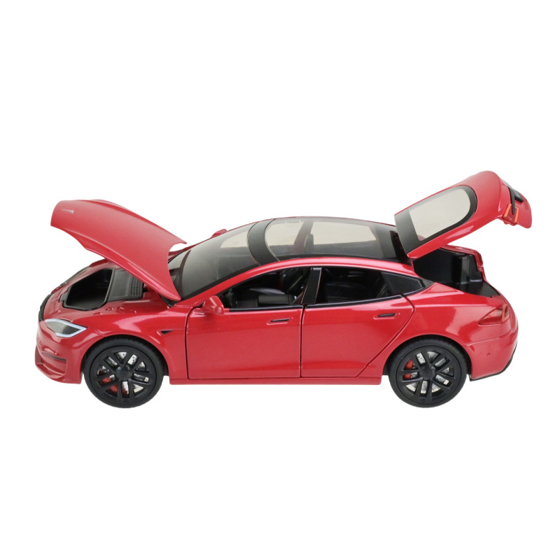 Машинка металева Tesla Model S Electrocar Тесла Модель S Електрокар червона 1:24 звук світло 18,5*7,2*5см (AP7713)