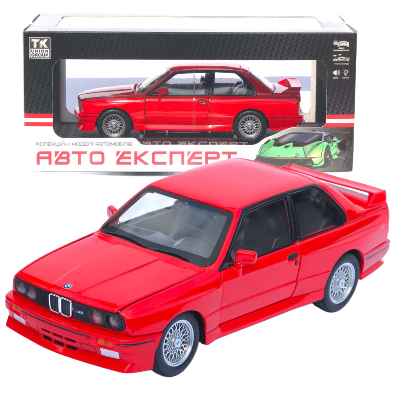 Машинка метал BMW M3 (E30) АвтоЕксперт червона 1:24 світло звук відкр двері капот багажник (1273-27)