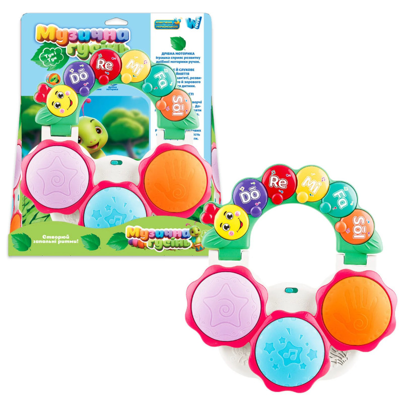 Музична гусінь WToys укр мова світло  6 пісень 5 казок цифри піаніно 23*26*5см (57839)