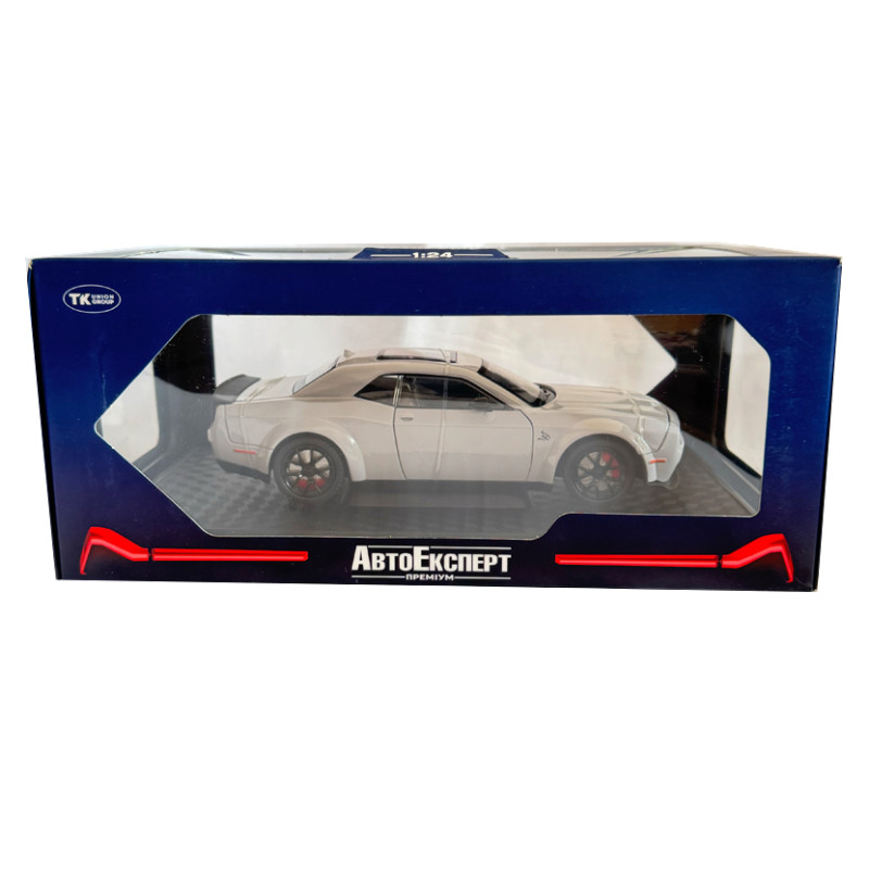 Машинка металева Dodge Challenger SRT Додж сіра 1:24 звук світло відкр двері баг капот 20*7*5,5см (GT-12099)