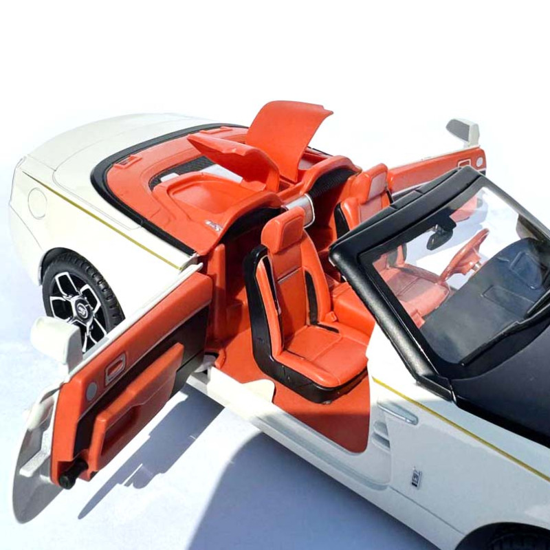 Машинка метал Rolls-Royce Dawn Spofec Ролс Ройс кабріолет білий 1:24 відкр двері баг капот звук світло 22*6,5*8см (AP-2013)