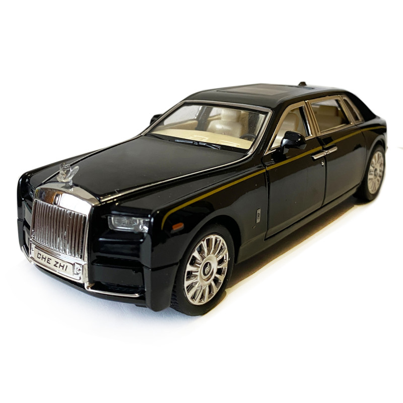 Машинка металева дитяча Rolls-Royce Ролс Ройс, чорний, Автоексперт, 1:24, світло, інерція, відкриваються двері, багажник, капот, 21*5*7см (GT - 09396)