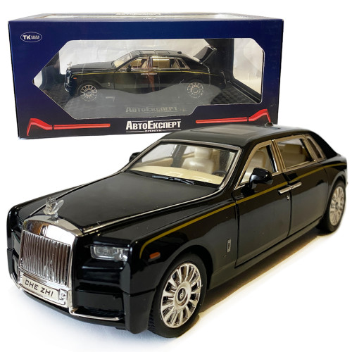 Машинка металева дитяча Rolls-Royce Ролс Ройс, чорний, Автоексперт, 1:24, світло, інерція, відкриваються двері, багажник, капот, 21*5*7см (GT - 09396)