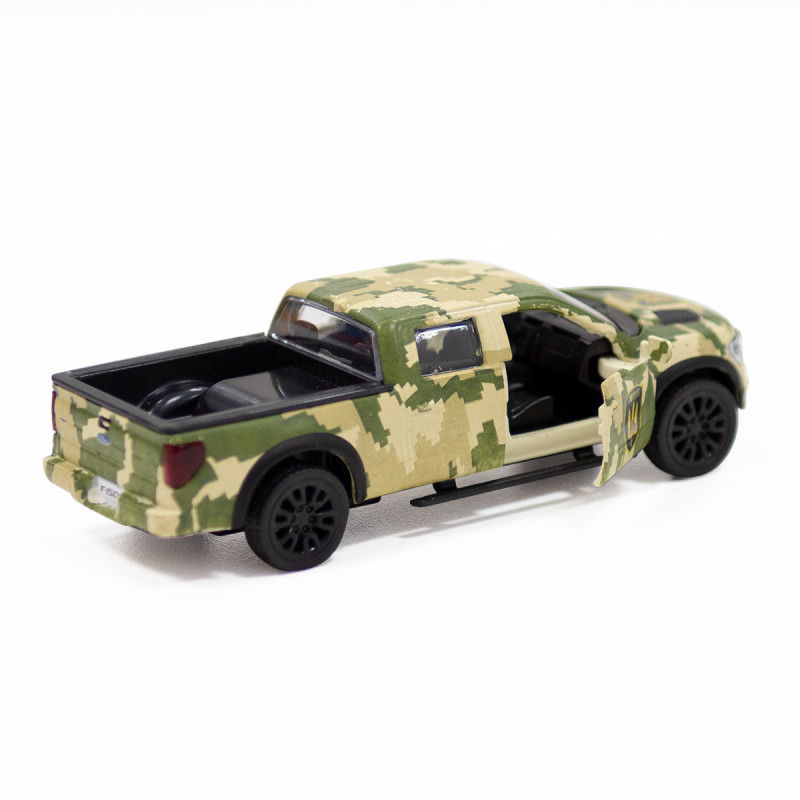 Машинка металева дитяча Ford F-150 SVT Raptor Мілитарі, відкриваються двері, 5*11*4см (250296)