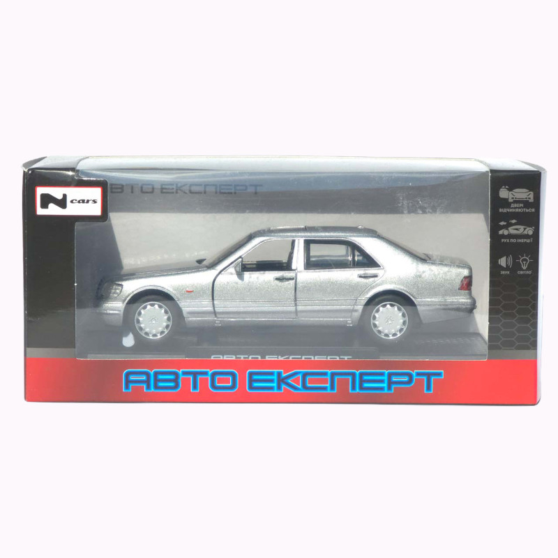 Іграшкова машинка металева Mercedes-Bens W140 (Мерседес-Бенц W140) «АвтоЕксперт», сіра, батар., світло, звук, відкр.двері, інерція, від 3 р., 15*6*5 (LF-43189)