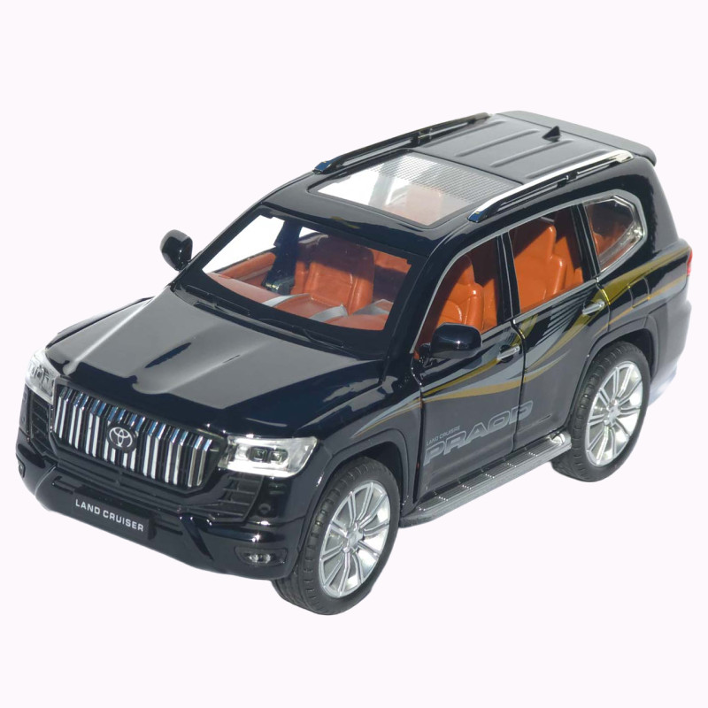 Машинка метал Toyota Land Cruiser Prado АвтоЕксперт чорна 1:24 звук світло відк двері капот багажник (1200-57)
