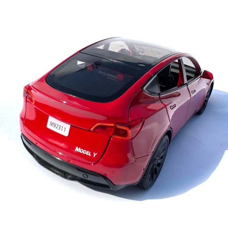 Машинка метал Tesla model Y електрокар червона Тесла 1:24 відкр двері баг капот звук світло 19*6,5*8,5см (EL 70333)