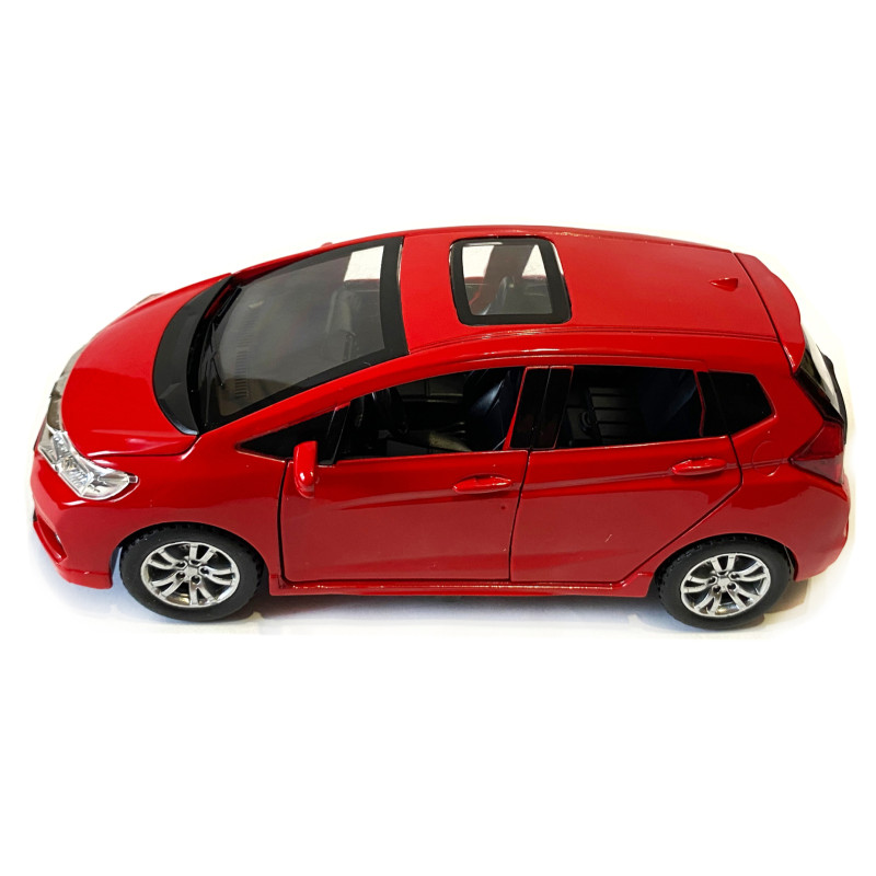 Машинка металева дитяча Honda Fit, червона, металева, 1:32, звук, світло, інерція, відкриваються двері, багажник, капот, 15*5*6см (GT - 04600)