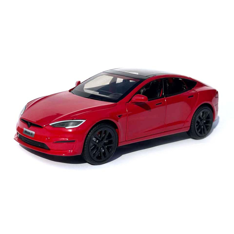 Машинка метал Tesla model S червона Тесла 1:24 відкр двері баг капот звук світло 17,5*7,5*5,5см (EL 64077)