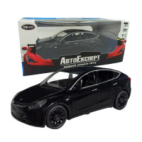 Іграшкова машинка металева Tesla Y, тесла, чорна, звук, світло, інерція, откр двері, багажник, капот, Автоексперт, 1:32, 15*6*6см (40775)