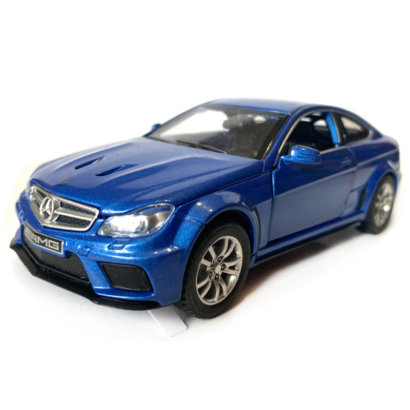 Машинка металева дитяча Mercedes AMG C63 Мерседес, Авто Експерт, синій, металопластик, 1:32, світло, звук, інерція, відч. двері, багажник, капот, 15*6*4,5 (76474)