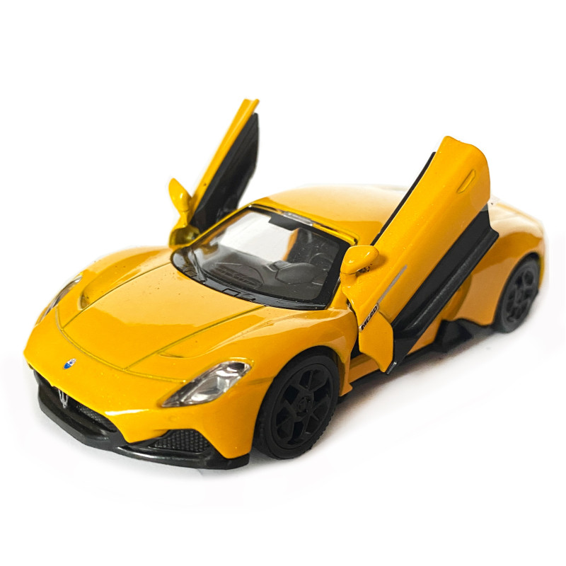 Іграшкова машинка металева Maserati MC20, мазератті, жовтий, відкр двері, інерція, 5*12*3см (250340U)