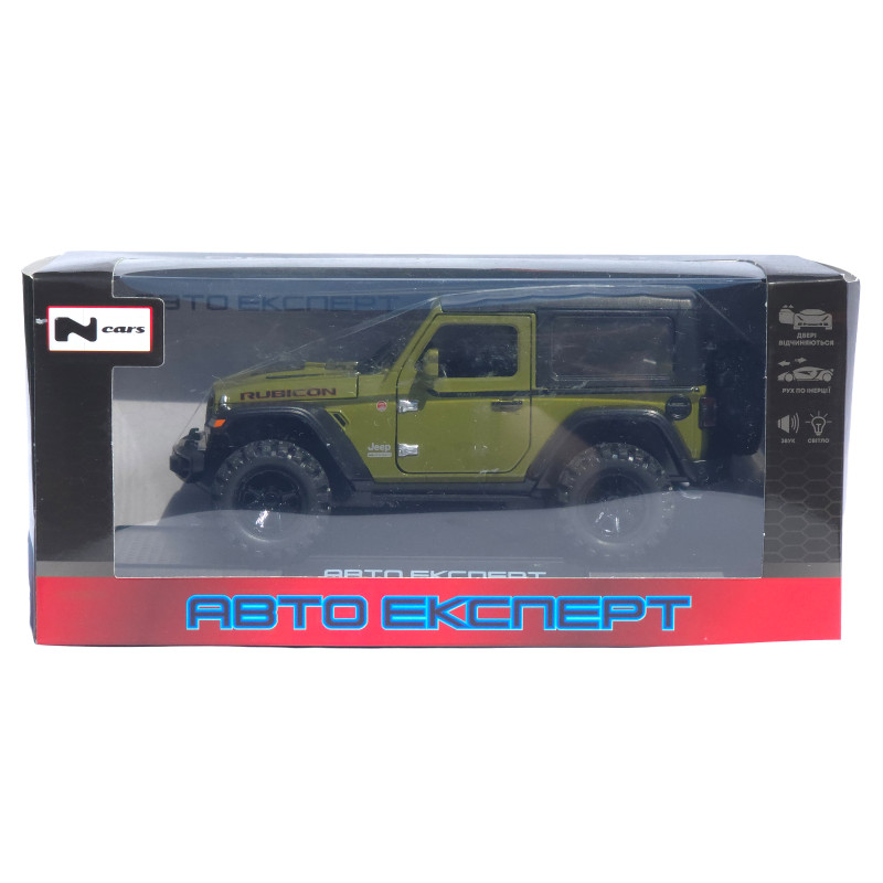 Машинка метал Jeep Wrangler Rubicon АвтоЕксперт зелена 1:32 світло звук інерція 14*6*6 см (LF-05124)