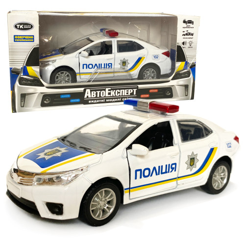 Машинка металева дитяча Toyota поліція, Тойота, біла, Автоексперт, 1:36, світло, звук,інерція, відчиняються двері, 12,5*5*4,5см (ТК0499)
