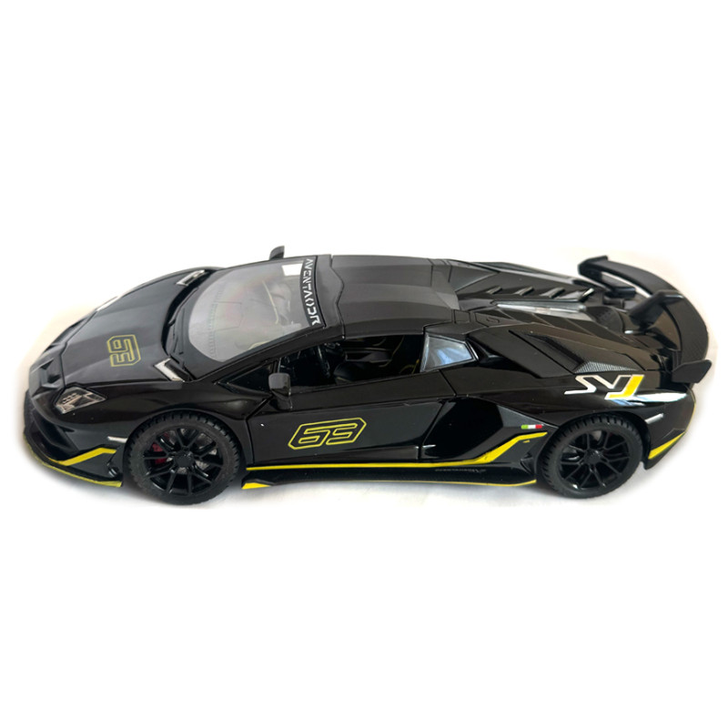 Машинка металева Lamborghini Aventador SVJ63 ламборгіні 1:24 чорна звук світло відкр двері баг капот 21*6*9см (13115)