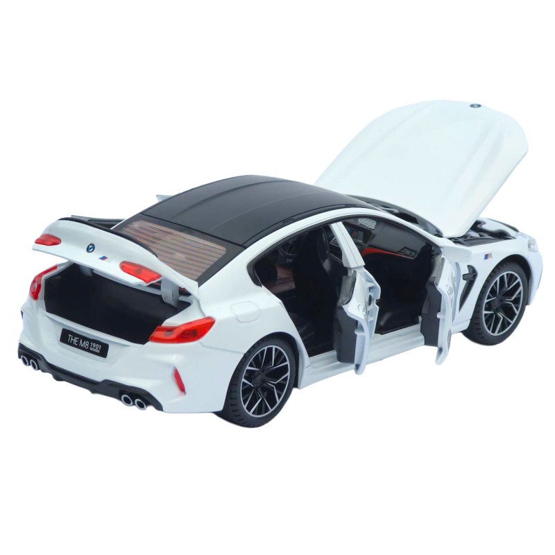 Машинка металева BMW M8 Gran Coupe АвтоЕксперт біла 1:24 звук світло відкр двері капот багажник (1340-03)