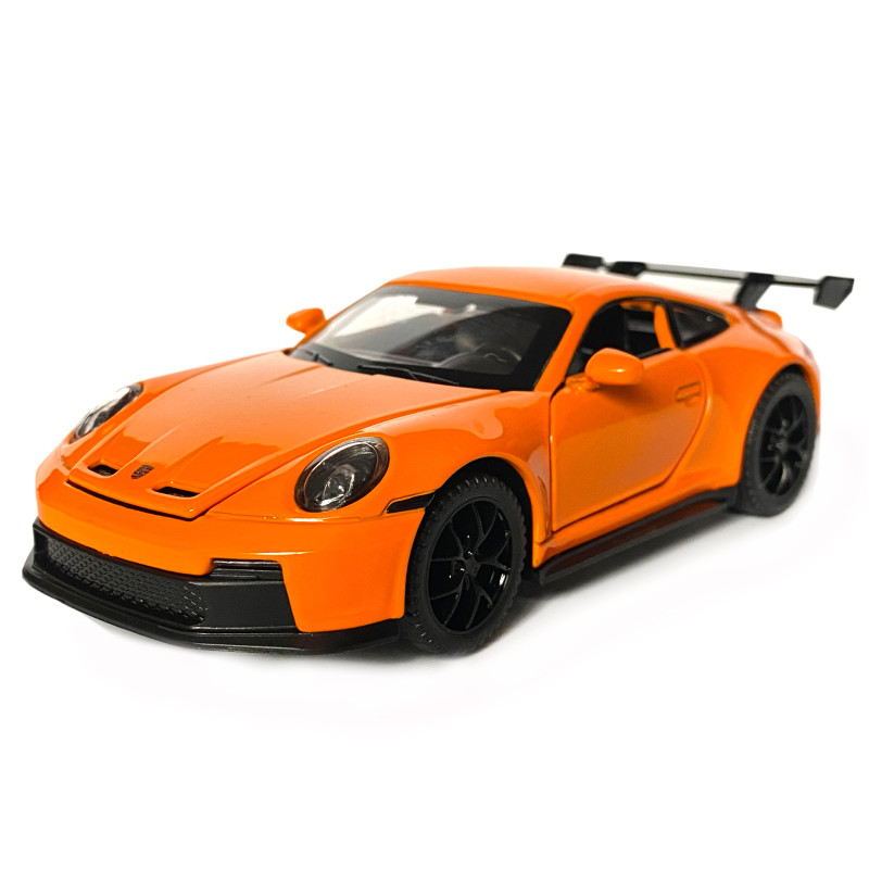 Іграшкова машинка металева Porsche 911 GT3, порше, оранджевий, звук, світло, інерція, откр двері, капот, Автоексперт, 1:32,15*7*4,5см (ТК-17610)