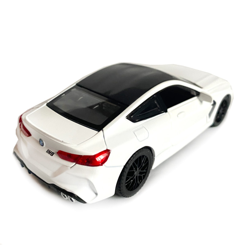 Іграшкова машинка металева BMW M8 Competition Coupe, БМВ, біла, звук, світло, інерція, откр двері, багажник, капот, Автоексперт, 1:32, 15*7*5см (ТК-12340)