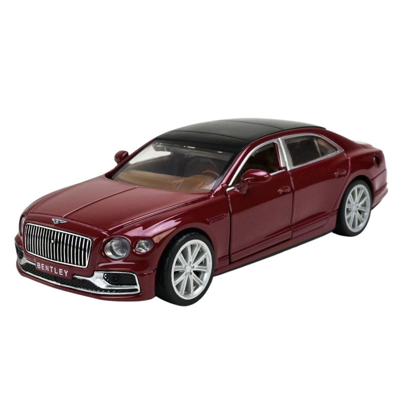 Машинка металлическая Bentley Flying Spur Hybrid красная зарядная станция Автопром 1:38 свет звук 14*5,5*4 см (68718R)