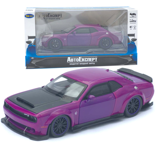 Машинка метал Dodge Challenger SRT Hellcat Redeye фіолетова 1:32 світло звук інерція 15*6,5*4 см (TK-12200)