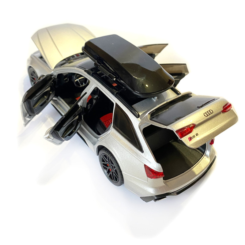 Машинка металева Audi RS6 ауді срібна 1:24 світло інерція відкриваються двері багажник капот багажник резина колеса 21*8*8см (AP-2070)